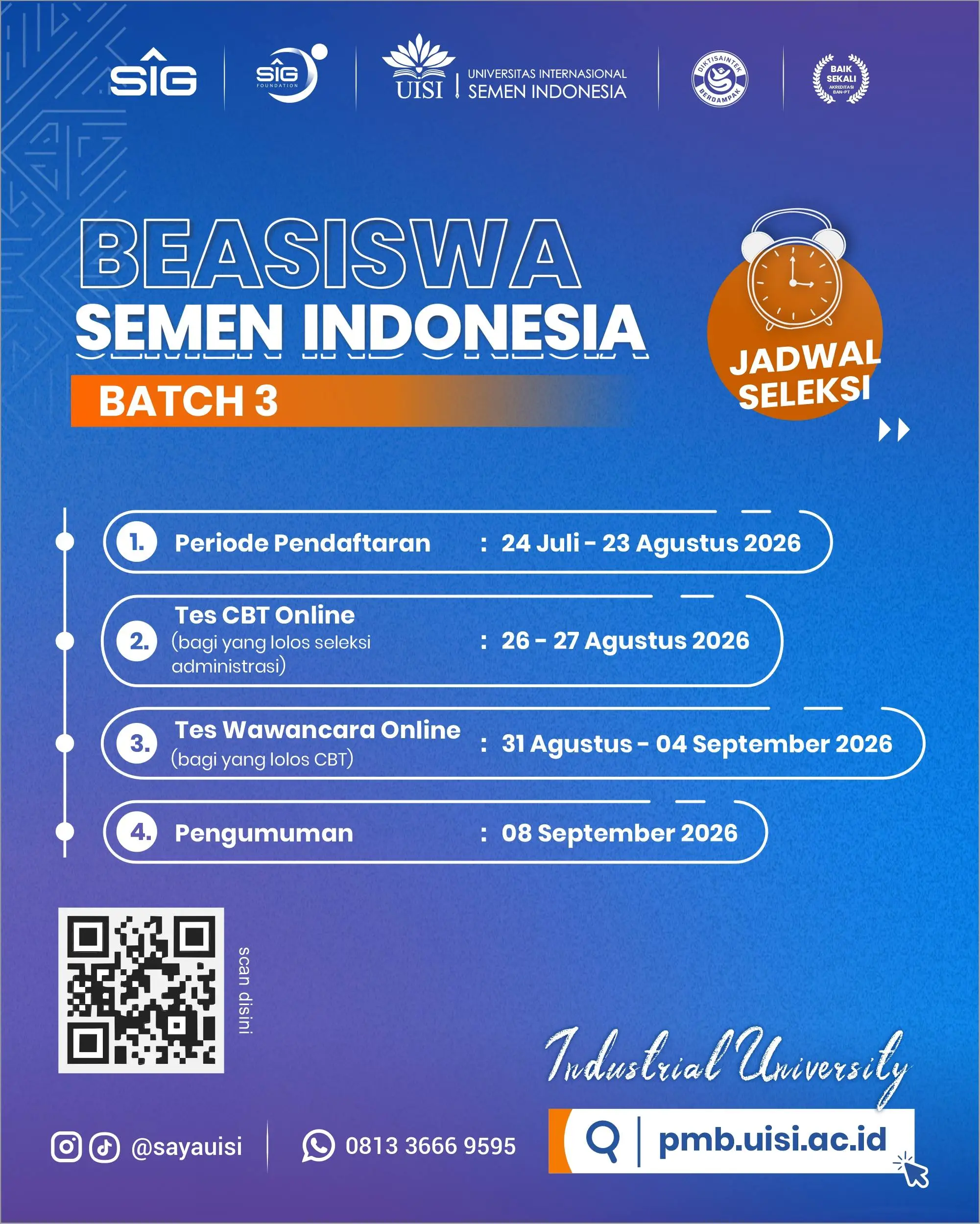 Beasiswa Uisi Gratis Kuliah S1 Di Universitas Internasional Semen Indonesia Untuk Lulusan Sma Smk Sederajat Tahun 2022 2026 Batas Akhir 23 Agustus 2026 1
